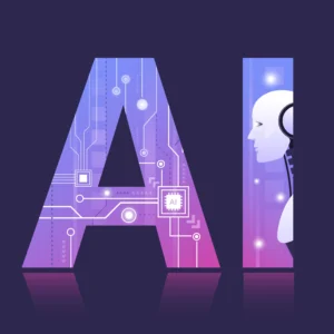 as a digital marketing freelancer in thrissur make a futuristic ai design with human face and circuit lines, symbolizing artificial intelligence in digital marketing.